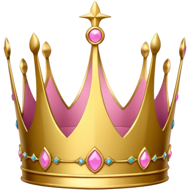 A luxurious golden crown with pink accents and elegant details, featuring a prominent empty space or cutout in the center cause I will write there emoji