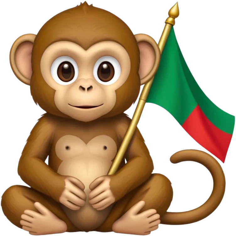 a monkey with Algerian flag emoji