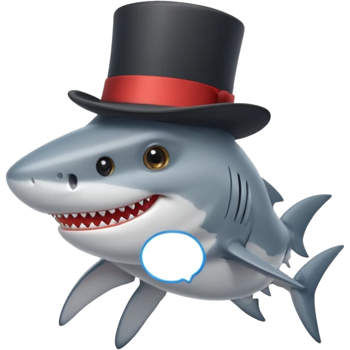 Shark with a top hat emoji