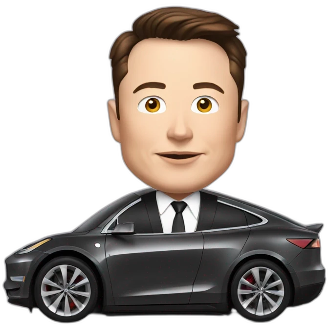 Elon musk in a tesla emoji