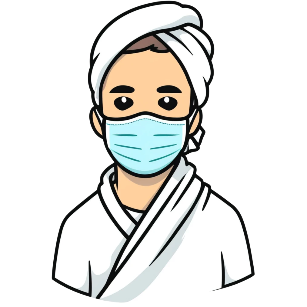 white man with a facial mask and towel at a spa emoji