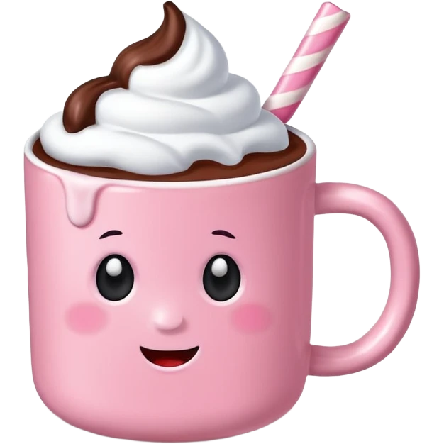Marshmallow pink hot chocolate no face emoji