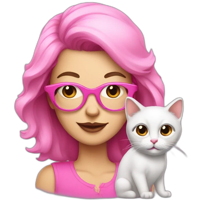 cat lady with pink glasses emoji