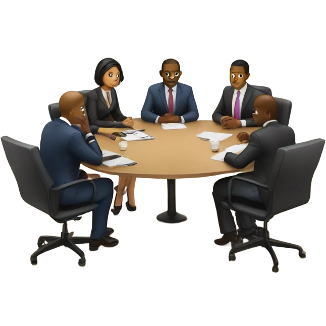 5 people business meeting sitting at a table emoji