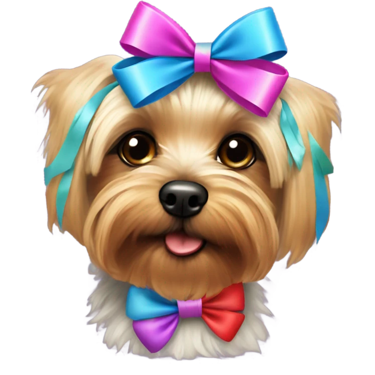 yorkiepoo with bow on head emoji