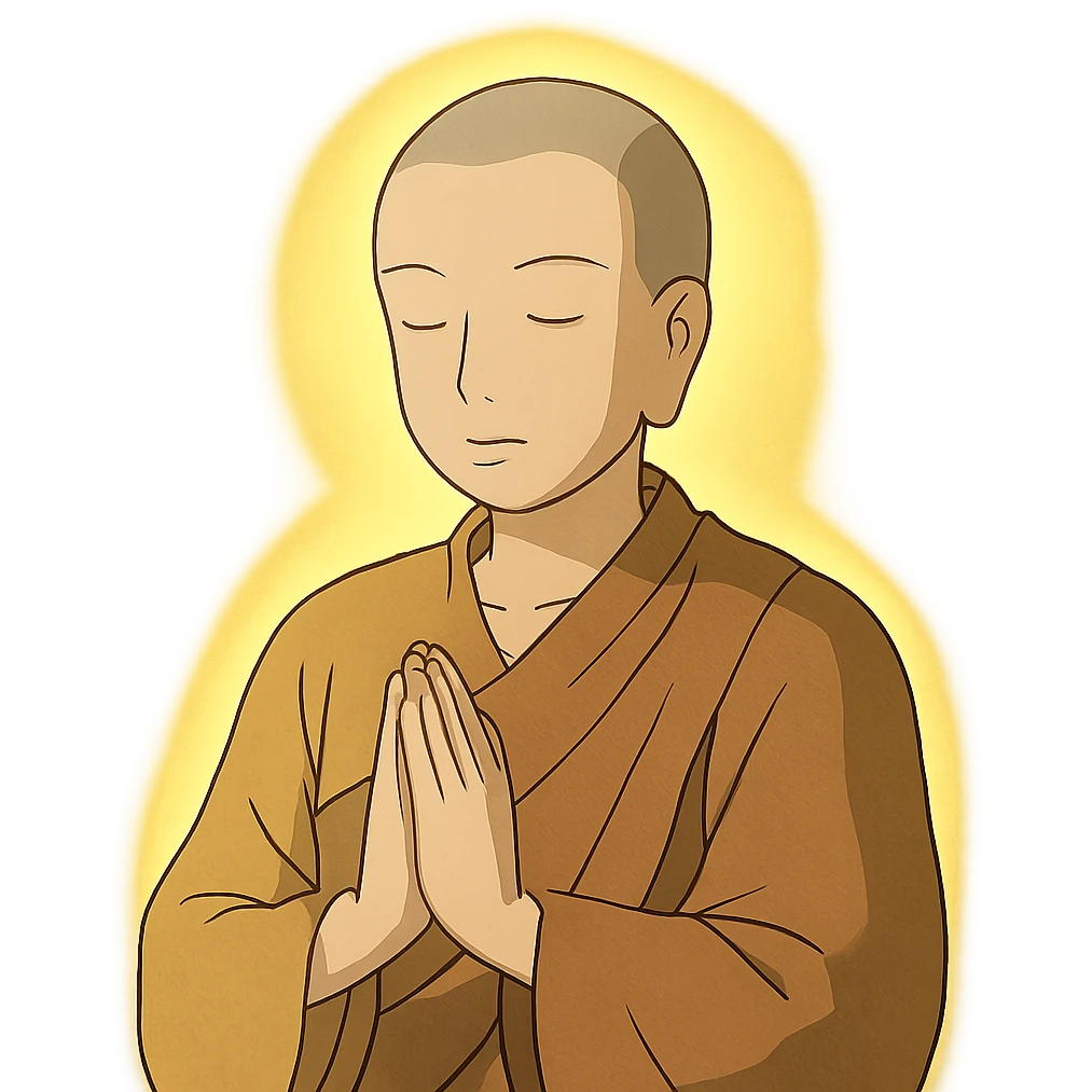 ghibli style serene monk with light aura emoji