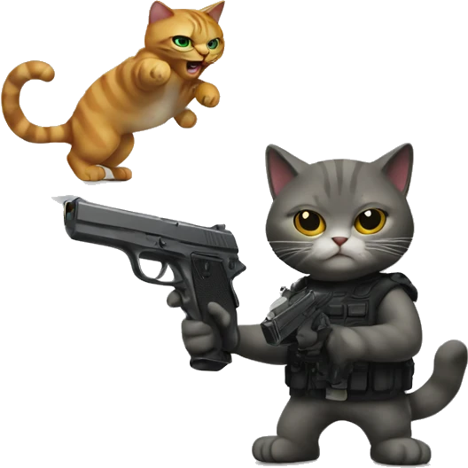Cat with a gun emoji