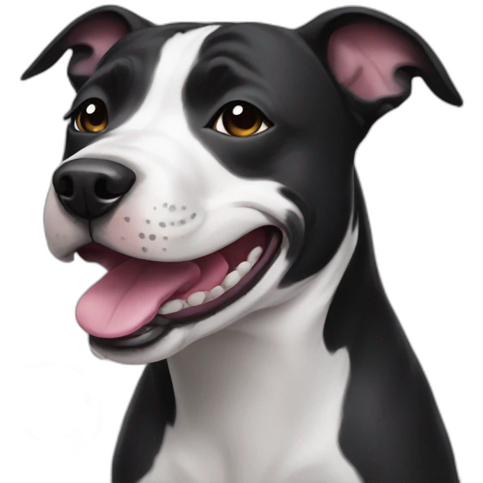 Black white Staffy smile emoji