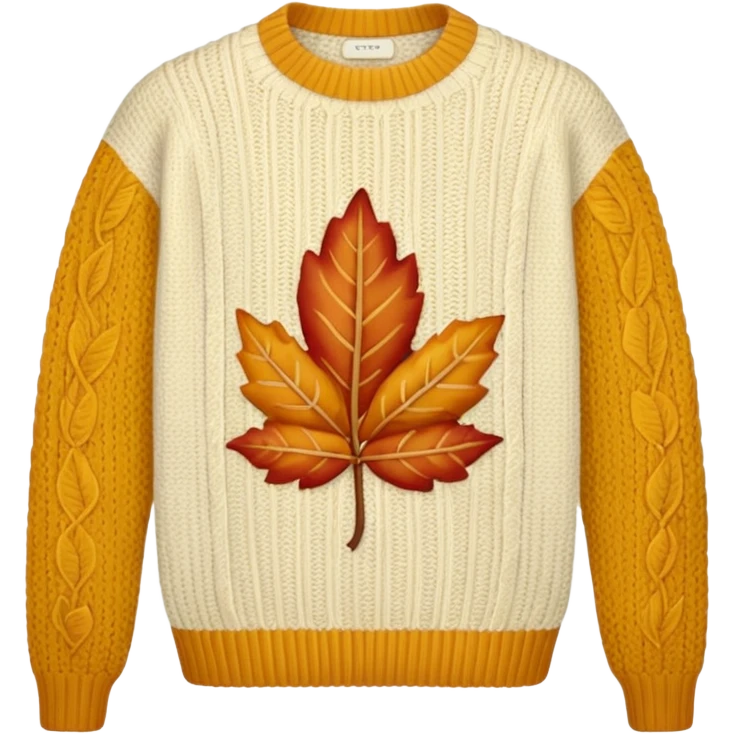 cream sweater with a leaf on it emoji