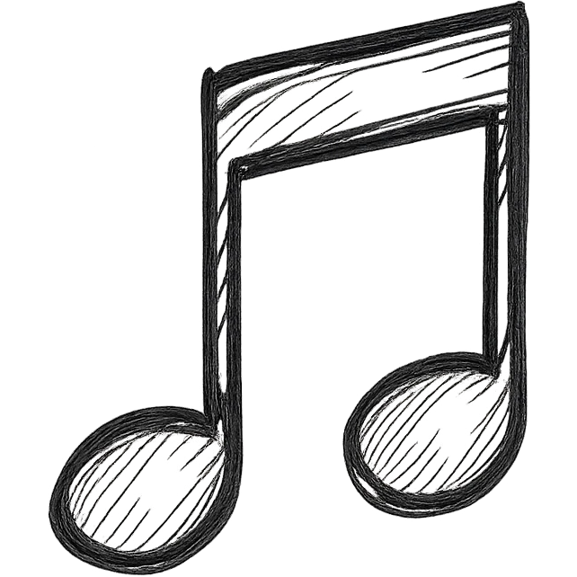 hand drawn outlined icon of a pink music note, no fill emoji