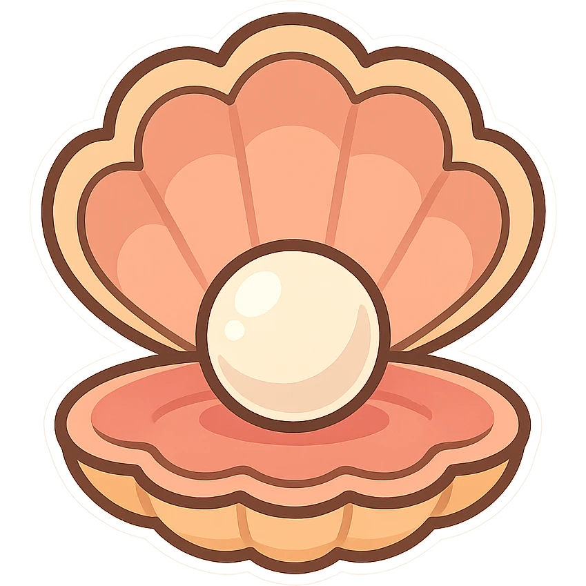 一个可爱的贝壳，贝壳里有一棵珍珠 emoji