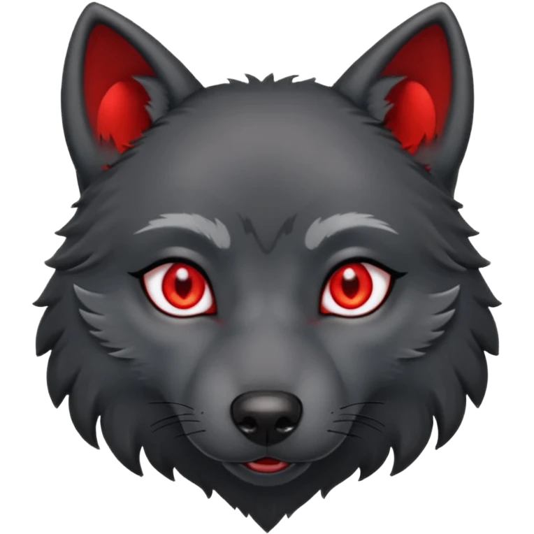 cute black wolf with red eyes with earring emoji