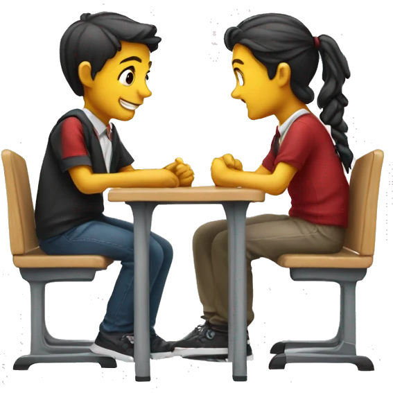 students at school desks. they are chatting emoji