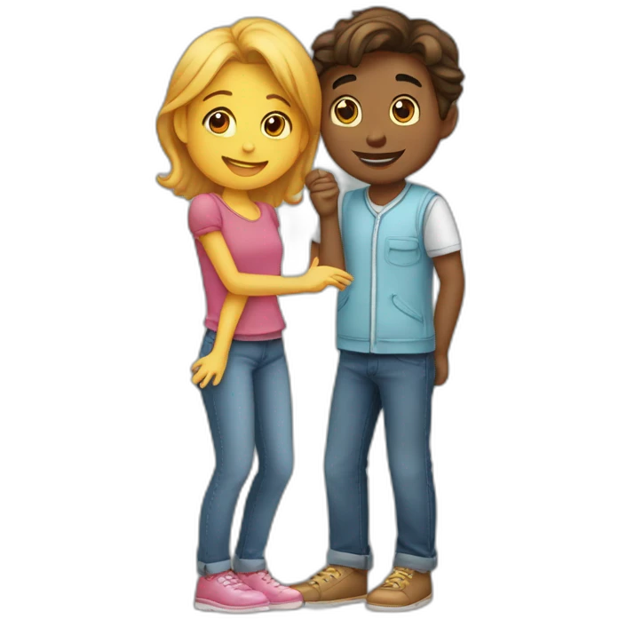 Fille et garçon bisous emoji