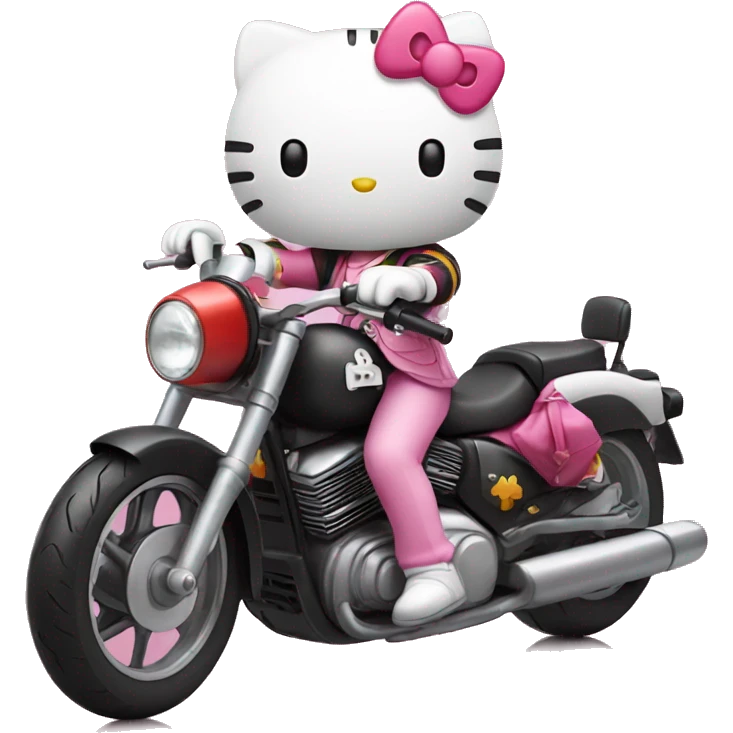 hello kitty riding a motorcycle emoji