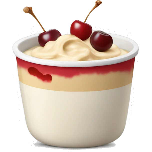 Bowl of curd with cherries and peanut butter emoji