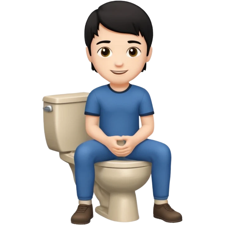 emoji menino branco com cabelo preto sentado no vaso sanitário  emoji