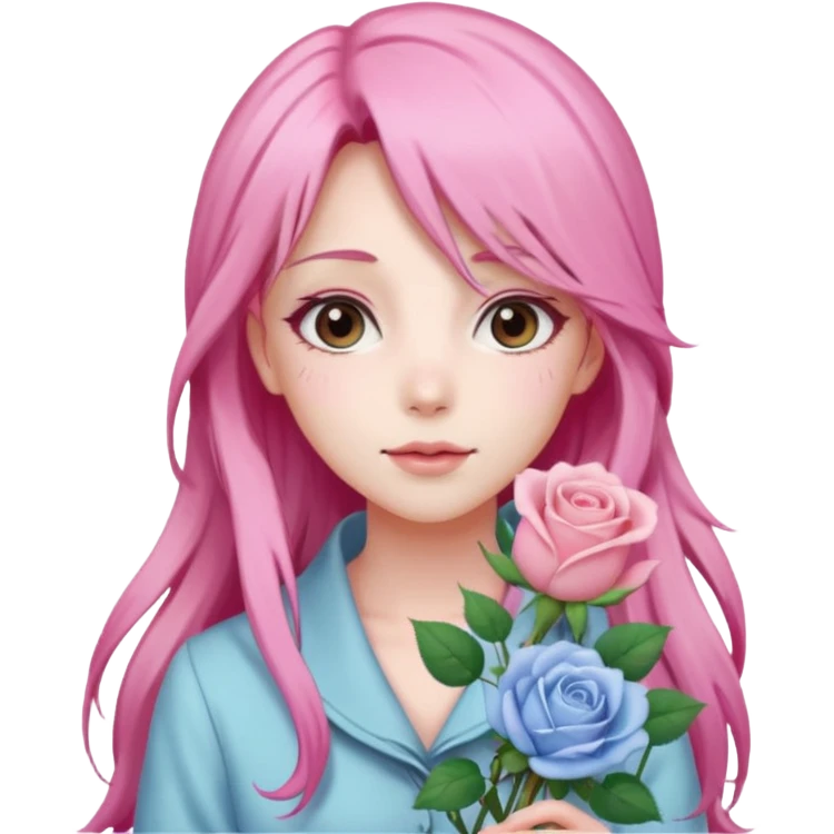 Gorgeous pastel pink anime lady roses emoji