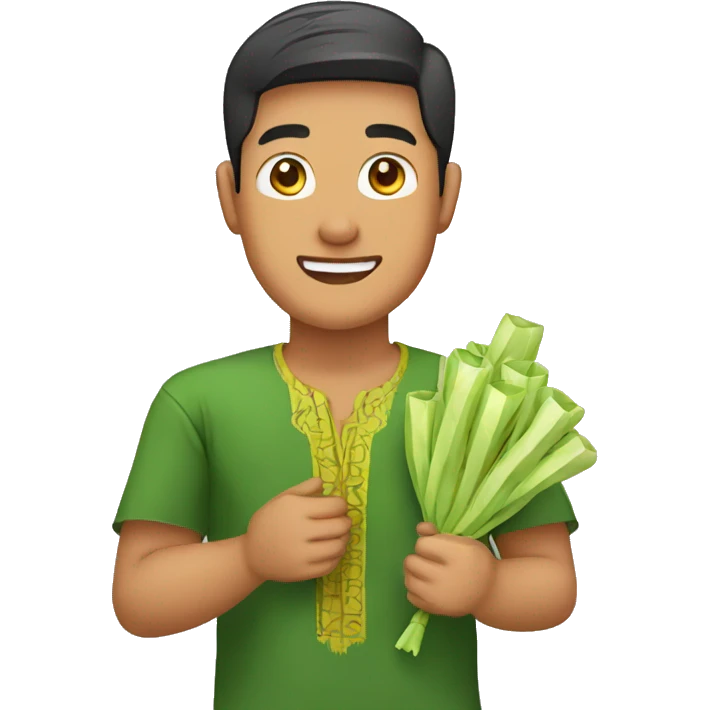 a malay guy holding ketupat casually emoji