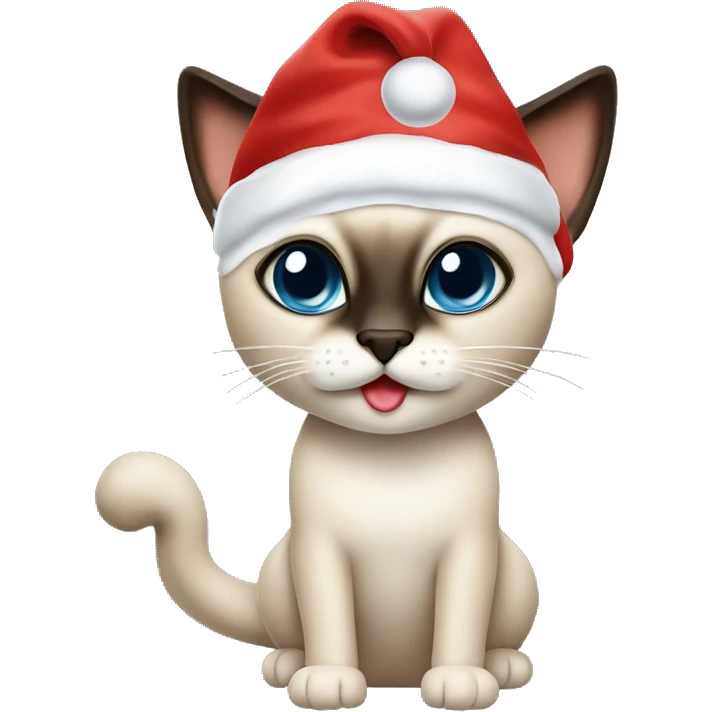 Siamese cat with santa hat￼ emoji