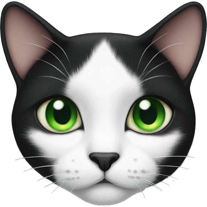 Tuxedo cat with green eyes emoji