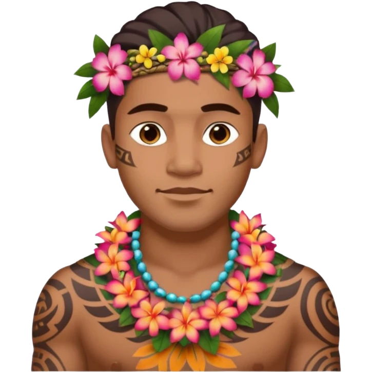 Hawaiian Polynesian male with tribal tattoo sleeve emoji