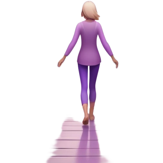 A small figure walks back across a foggy bridge, holding soft pink and purple orbs in each hand—symbolizing compassion and forgiveness. A gentle heart aura trails behind them, showing healing in motion. emoji