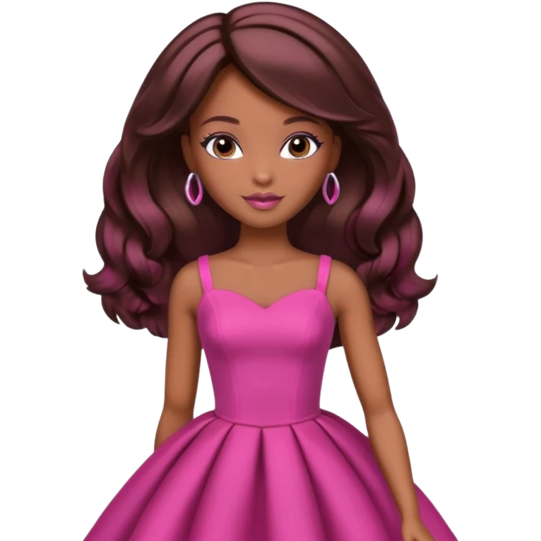 black barbie with brown hair with burgundy highlights  emoji