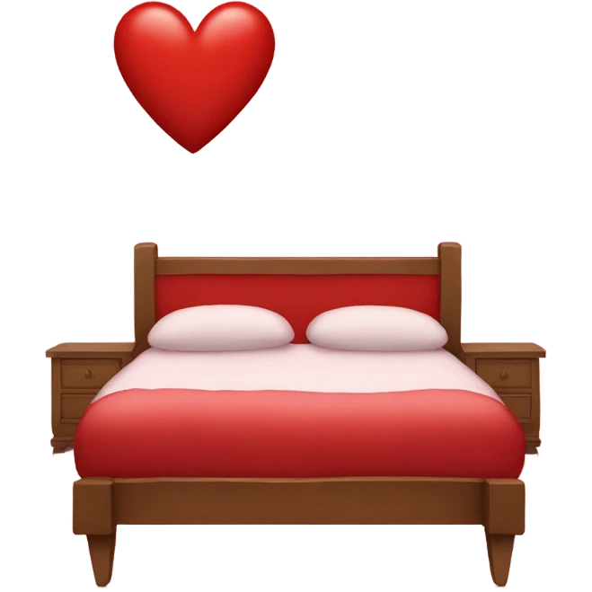 Red bed in the shape of a heart emoji