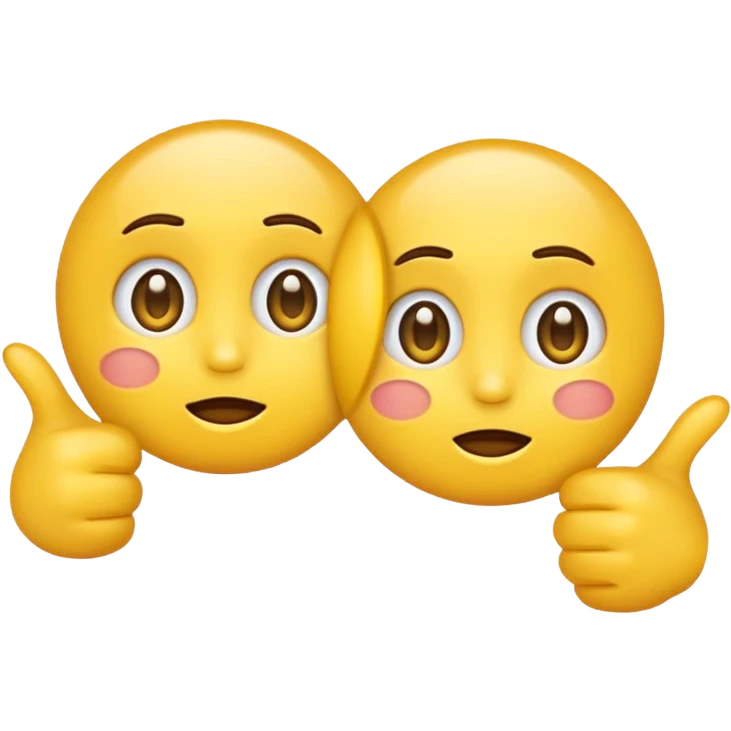 yellow emoji with begging eyes and two finger pointing at one another finger emoji