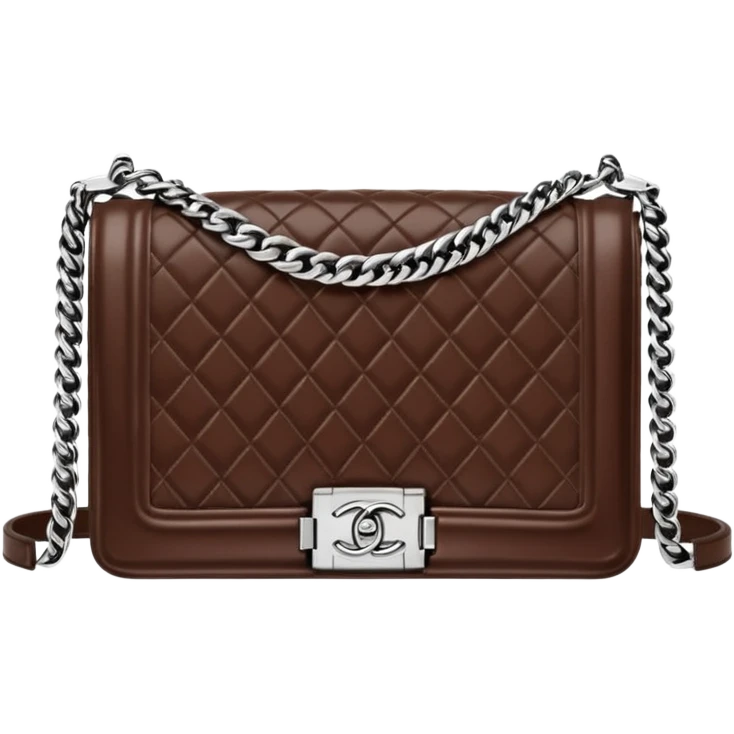 chanel le boy deep chocolate brown color bag emoji