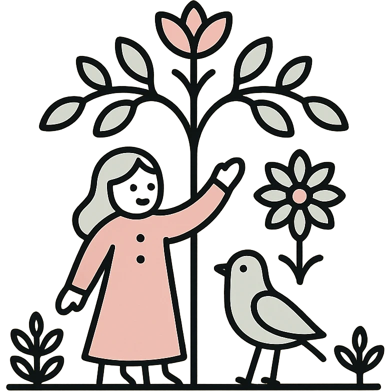 tree with simple folk motifs emerging from the ground, Slavic or Scandinavian style, minimal, simple shapes, clean lines emoji