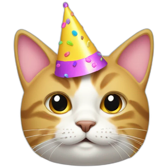 cat with a party hat and confettis emoji