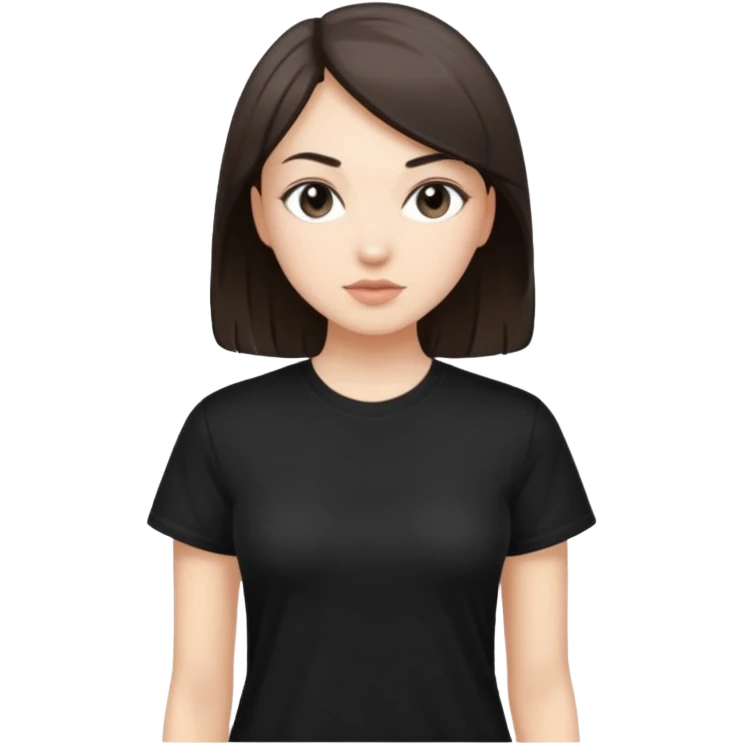 Sasha Gray in big black t-shirt full height emoji