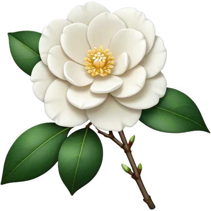 single White Camellia, straight stem emoji
