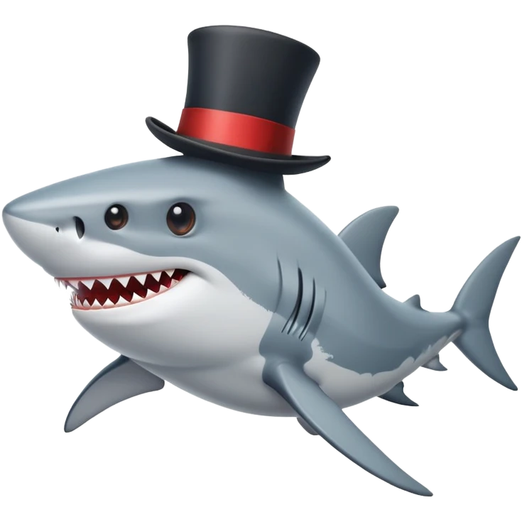Shark with a top hat emoji
