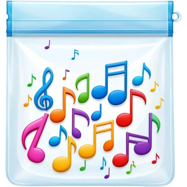 ziplock bag with several colorful music notes inside emoji