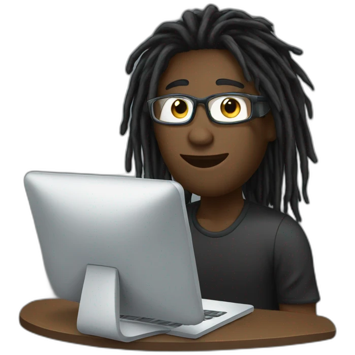 Student black ( dreadlocks ) with computer emoji