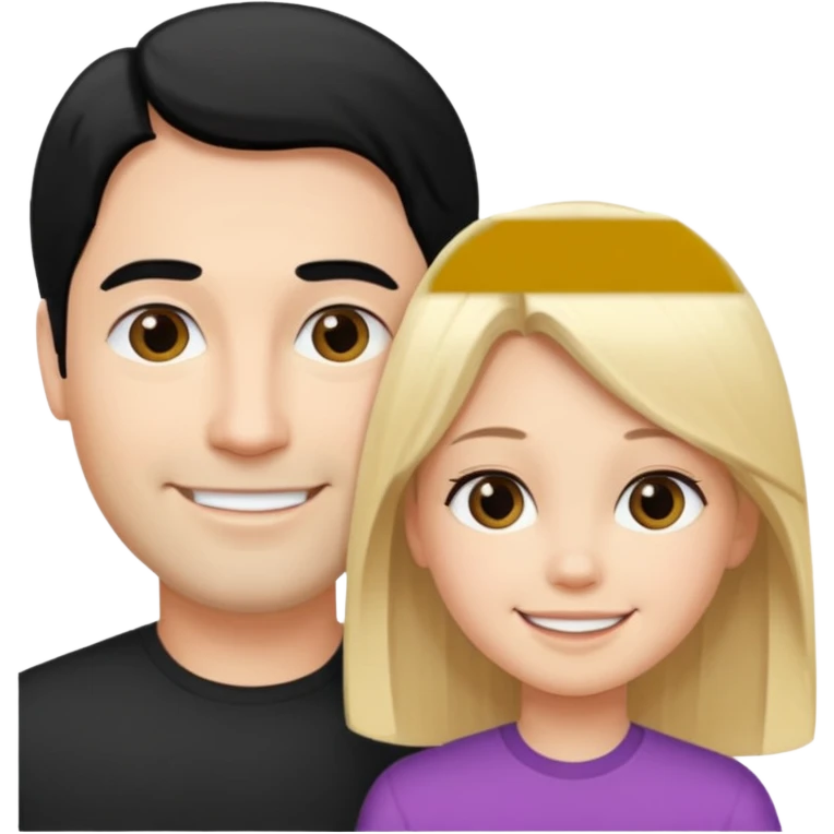 make a father and a daughter. both fair skinned. the daughter blonde, the father black haired. both straight haired. they are happy. emoji