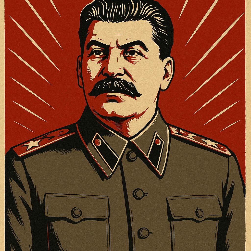 stern portrait of Stalin in a classic Soviet propaganda poster style emoji