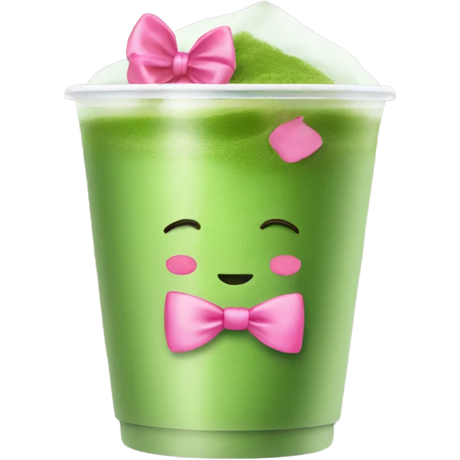 matcha with a pink bow on clear cup emoji