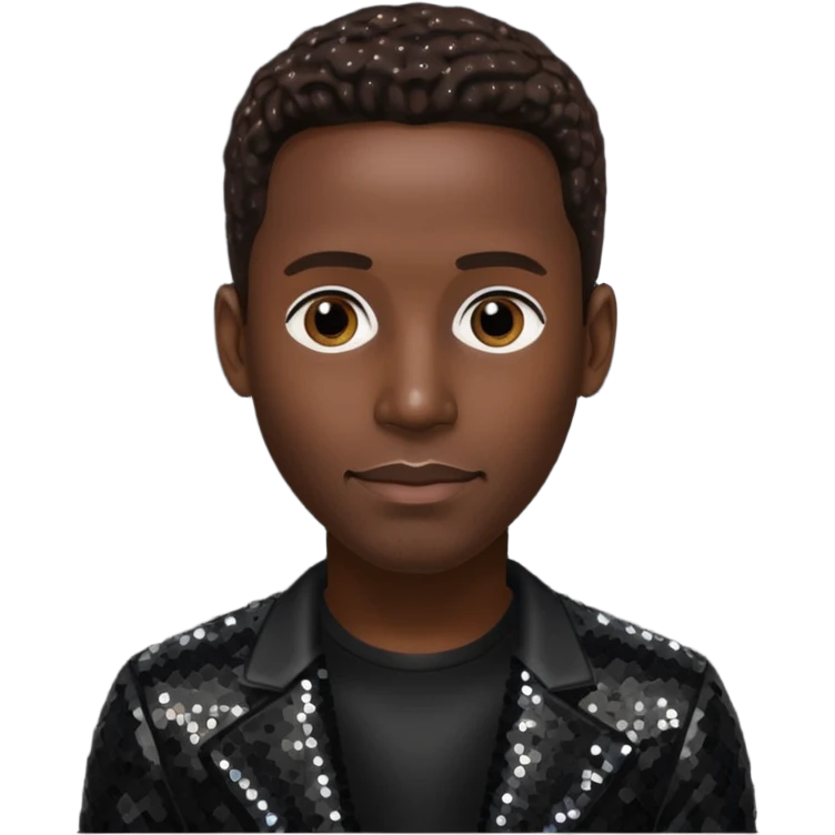 Shawn Stockman from Boyz II Men with dark brown hair, black sequin outfit emoji