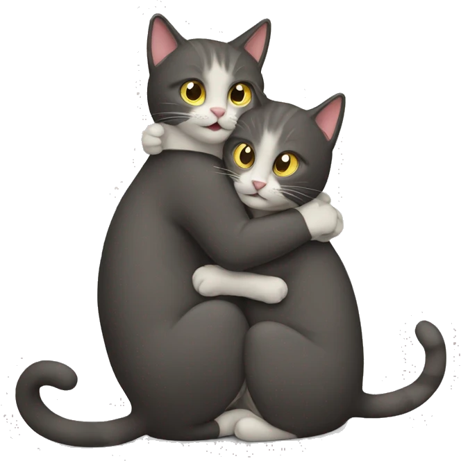 Two cats hug emoji
