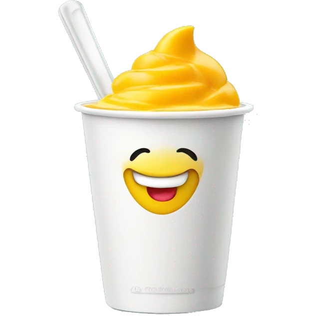 Mango frozen yogurt in white cup emoji