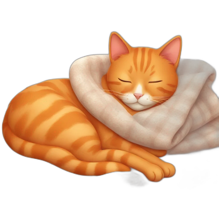 Orange cat sleeping on a blanket emoji