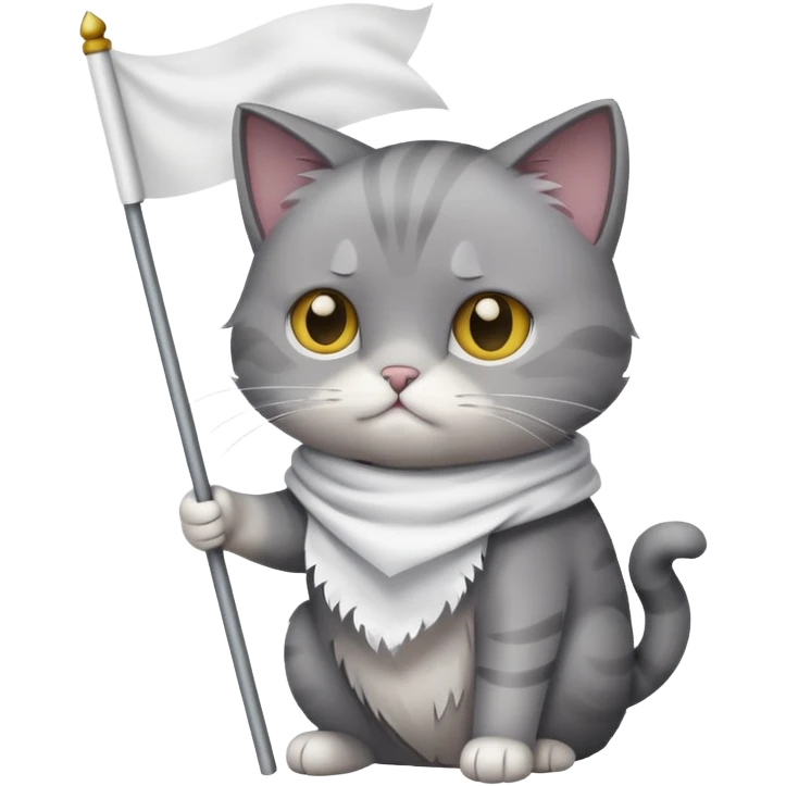 Sad Cat holding a white flag emoji