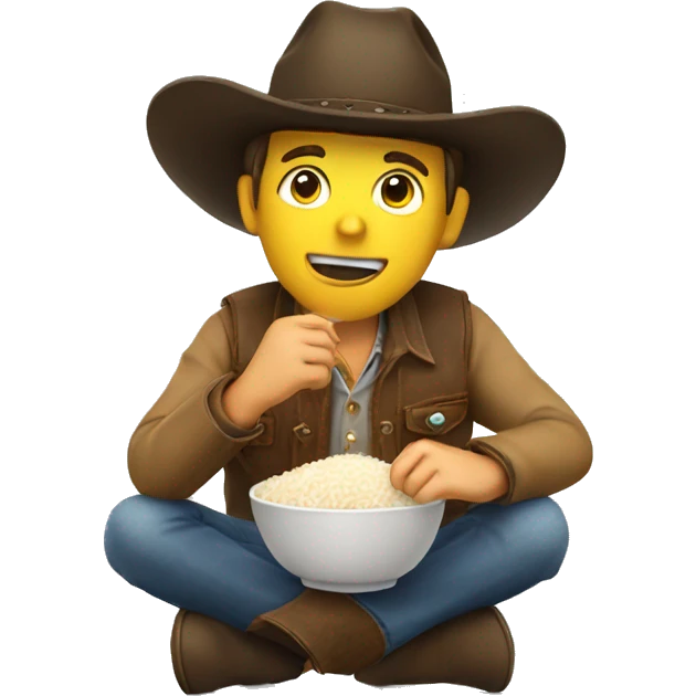 Cowboy eating a bowl of rice  emoji