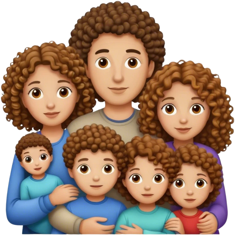 Familie mit 5 Kindern lockige Haare  emoji