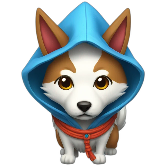 blue hooded okami emoji
