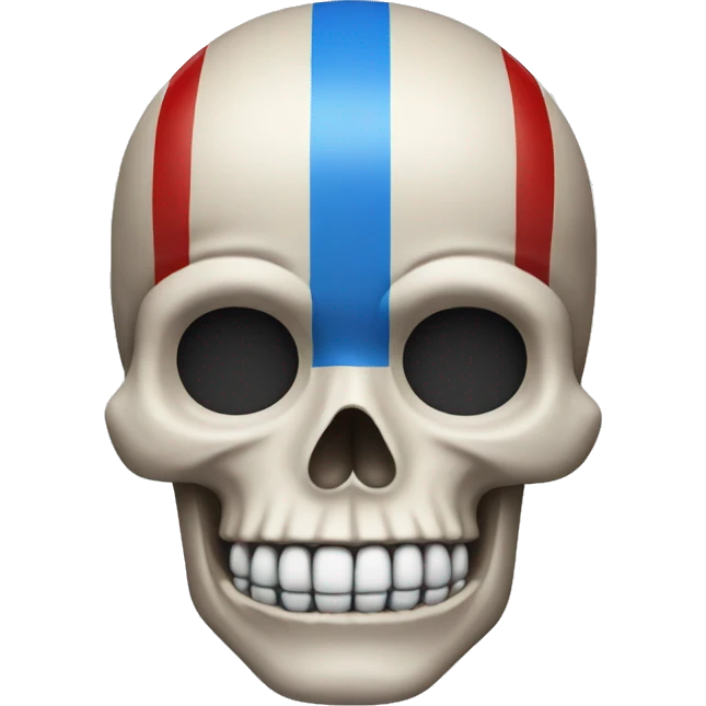 skull emoji with blue-red stripes emoji
